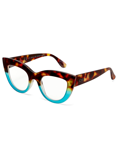 OCCHIALI: vendita online Occhiali da lettura Okkia Claudia +1.00, Big Cat Eye havana e blue, eleganti, donna, soft touch, des...