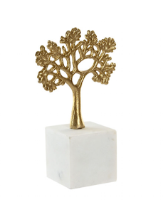 FIGURA ALBERO FD219619 ALLUMINIO/MARMO 13X7X23CM DORATO