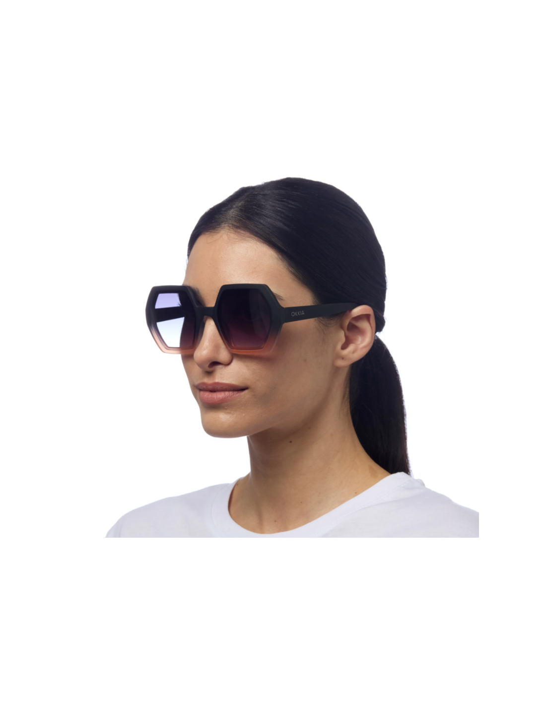 OCCHIALE DA SOLE ESAGONALE GRANDE BLACK SHADOW PINK-BLACK GRADIANT