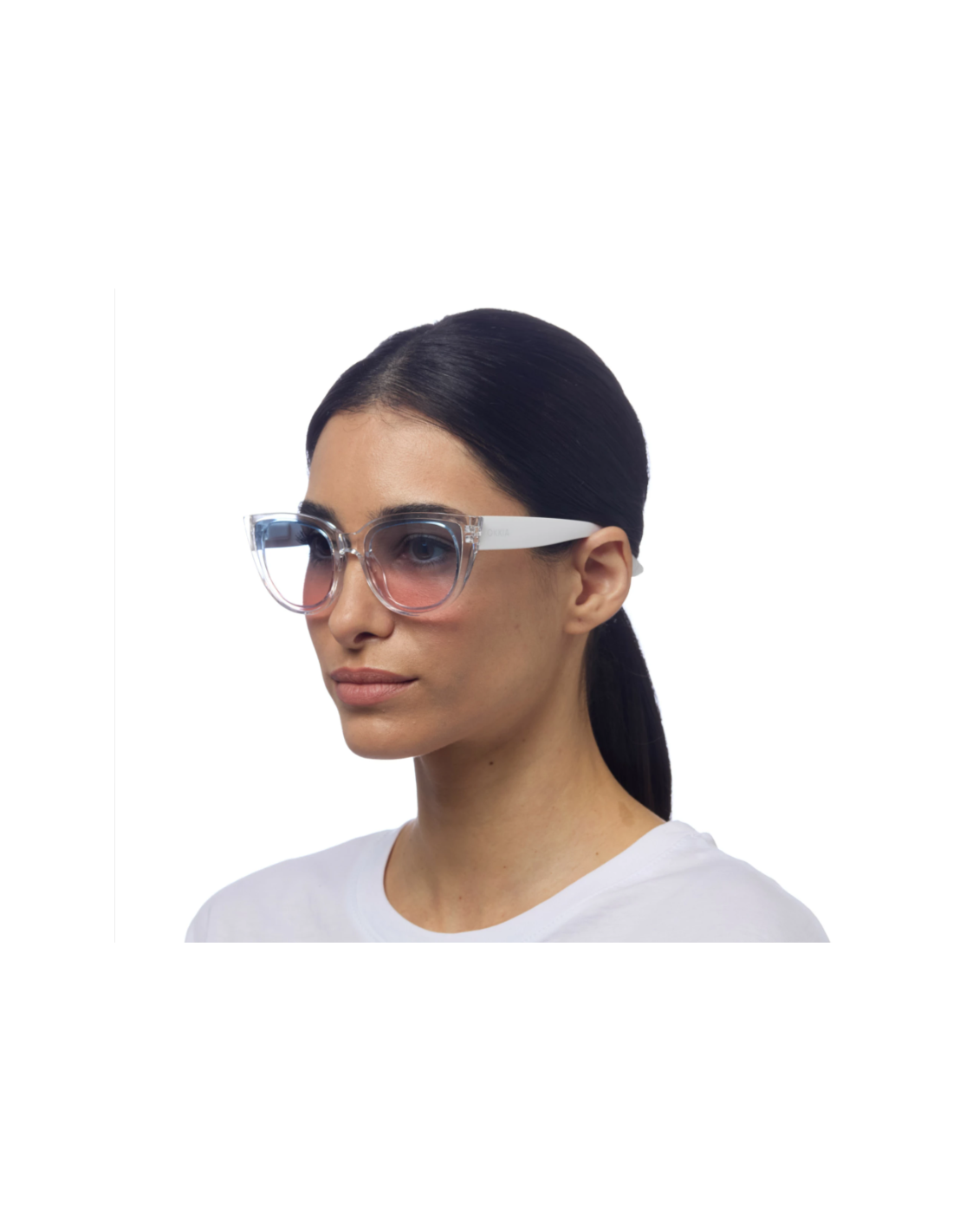 OCCHIALE DA SOLE GATTO TRASPARENT-LIGHT BLUE/LIGHT PINK