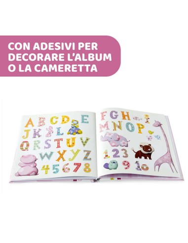 Libro Ricordi Rosa con Adesivi e Metro Crescita | shopincasa.it