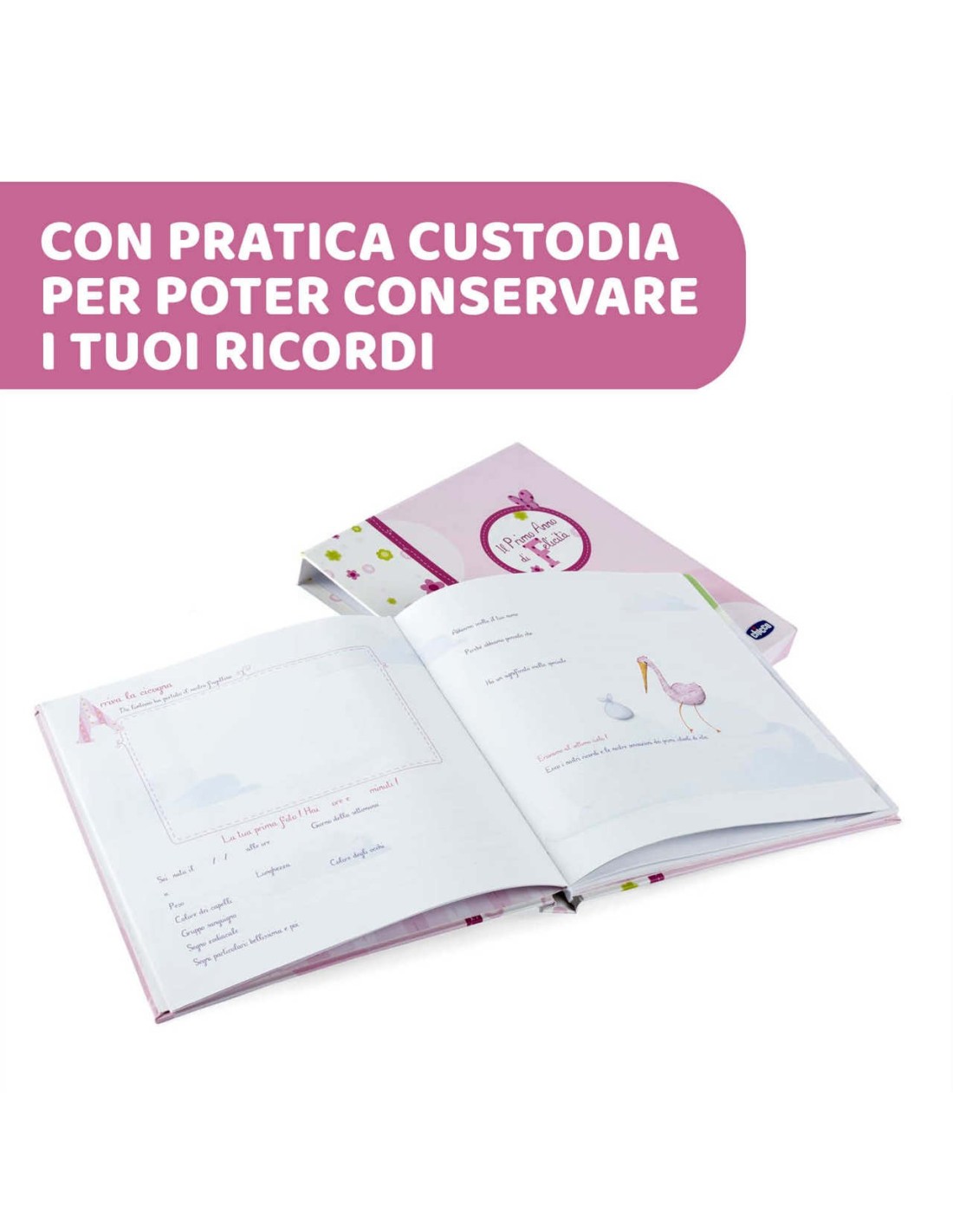 Libro Ricordi Rosa con Adesivi e Metro Crescita | shopincasa.it