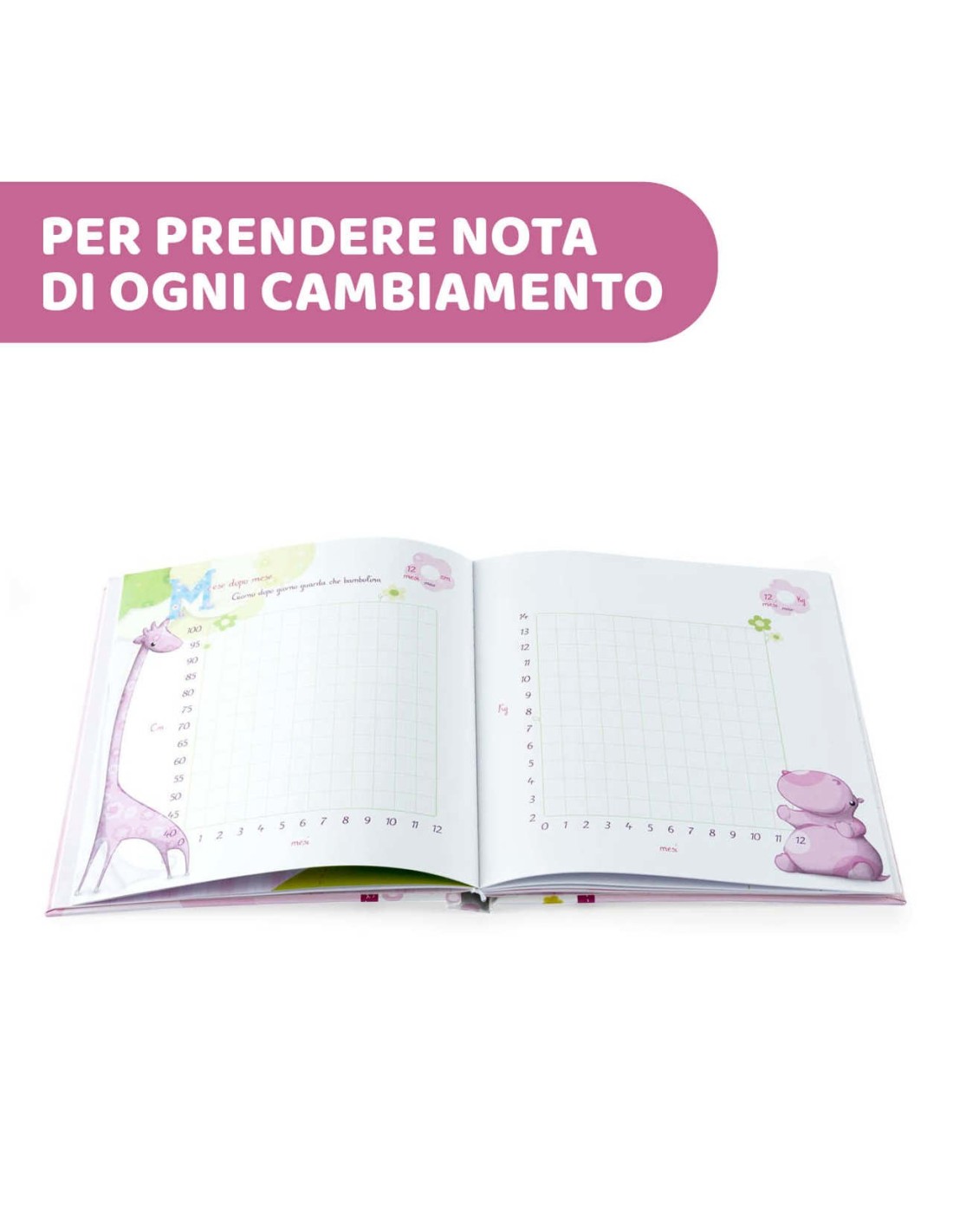 Libro Ricordi Rosa con Adesivi e Metro Crescita | shopincasa.it