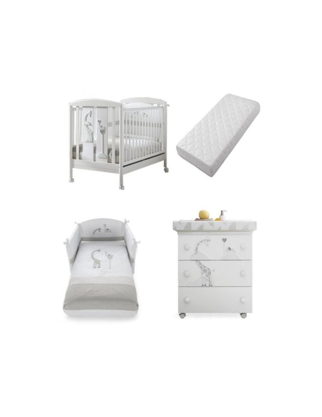 Set Lettino e Bagnetto Pali Savana Bianco Tortora con Piumone | shopincasa.it