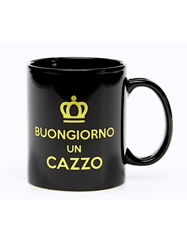 TAZZE CAFFE' E LATTE: vendita online MUG NERA 32,5CL BUONGIORNO UN CAZZO GOLD in offerta