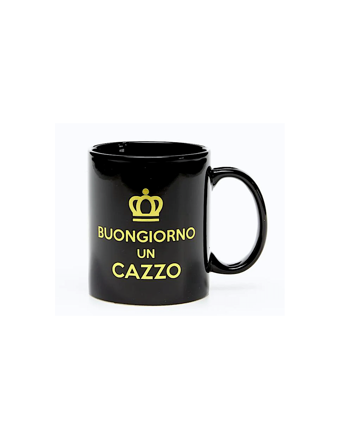 TAZZE CAFFE' E LATTE: vendita online MUG NERA 32,5CL BUONGIORNO UN CAZZO GOLD in offerta