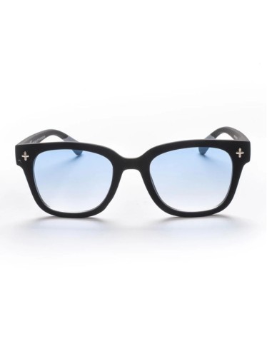 OCCHIALI: vendita online Occhiali da sole OKKIA Giovanni, big frame, nero, lenti blu, rivetti a +, stile audace, design unise...