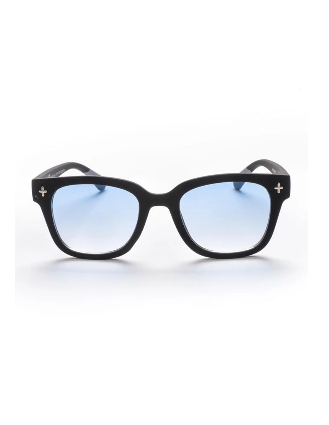 OCCHIALI: vendita online Occhiali da sole OKKIA Giovanni, big frame, nero, lenti blu, rivetti a +, stile audace, design unise...
