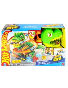 GIOCATTOLO PUBBLICIZZATO: vendita online Hot Wheels City T-Rex Battaglia Infuocata – Playset Pista con Dinosauro e Veicolo in...