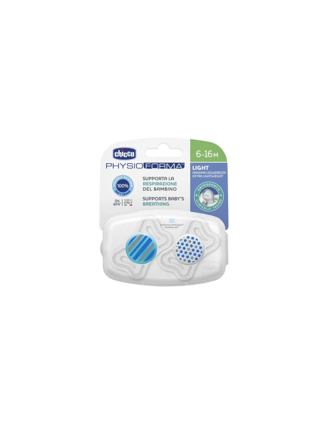 Chicco PhysioForma Light 6-16M Silicone Azzurro – 2 Pezzi | Shopincasa.it