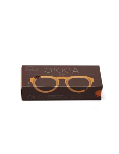 OCCHIALI: vendita online Occhiali da lettura Okkia Zeno Round +1.00, filtro luce blu, colore giallo e havana, eleganti, prati...