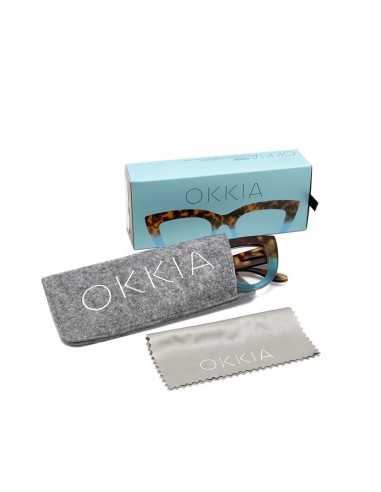 OCCHIALI: vendita online Occhiali da lettura Okkia Claudia +1.00, Big Cat Eye havana e blue, eleganti, donna, soft touch, des...