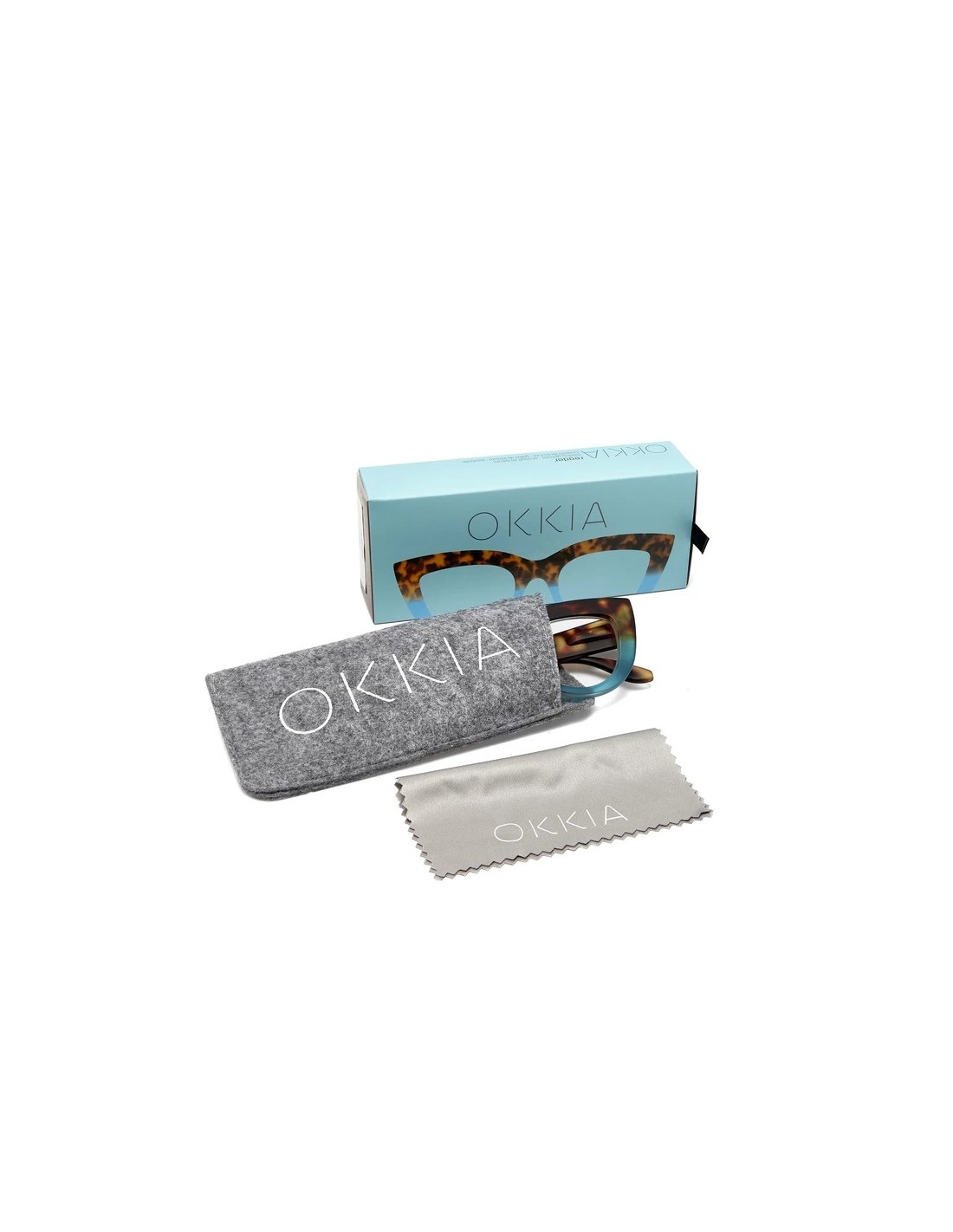 OCCHIALI: vendita online Occhiali da lettura Okkia Claudia +1.00, Big Cat Eye havana e blue, eleganti, donna, soft touch, des...