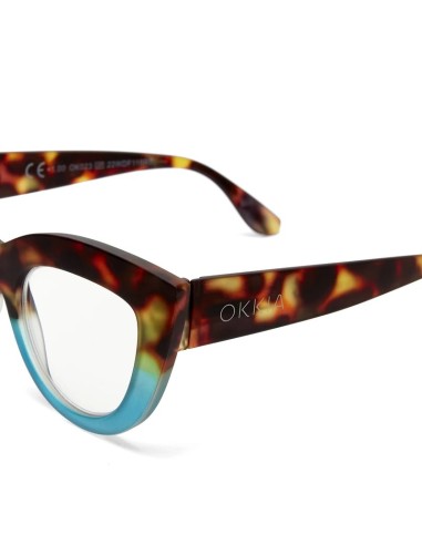 OCCHIALI: vendita online Occhiali da lettura Okkia Claudia +1.00, Big Cat Eye havana e blue, eleganti, donna, soft touch, des...