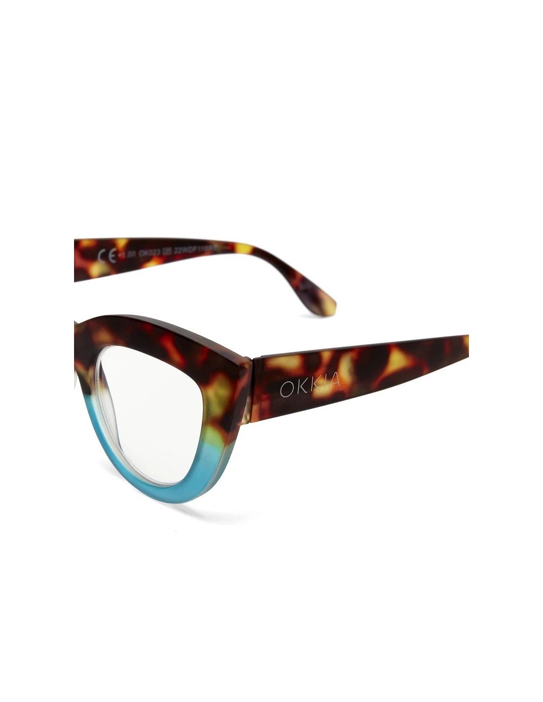 OCCHIALI: vendita online Occhiali da lettura Okkia Claudia +1.00, Big Cat Eye havana e blue, eleganti, donna, soft touch, des...