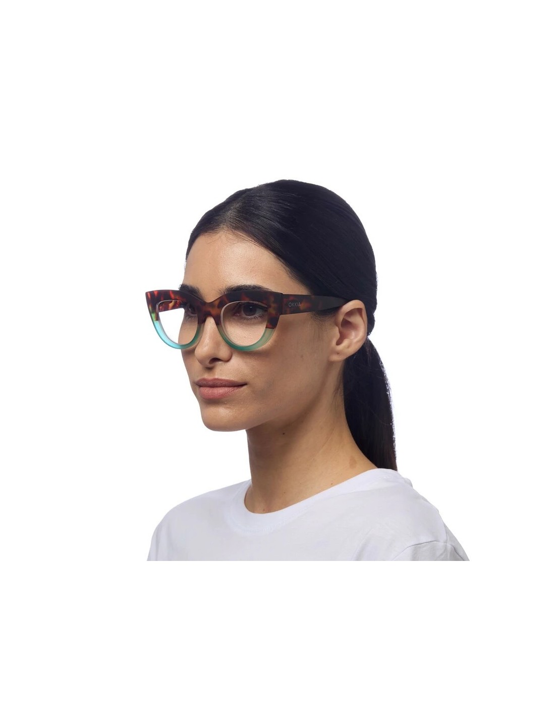 OCCHIALI: vendita online Occhiali da lettura Okkia Claudia +1.00, Big Cat Eye havana e blue, eleganti, donna, soft touch, des...