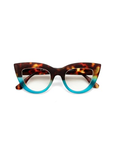 OCCHIALI: vendita online Occhiali da lettura Okkia Claudia +1.00, Big Cat Eye havana e blue, eleganti, donna, soft touch, des...