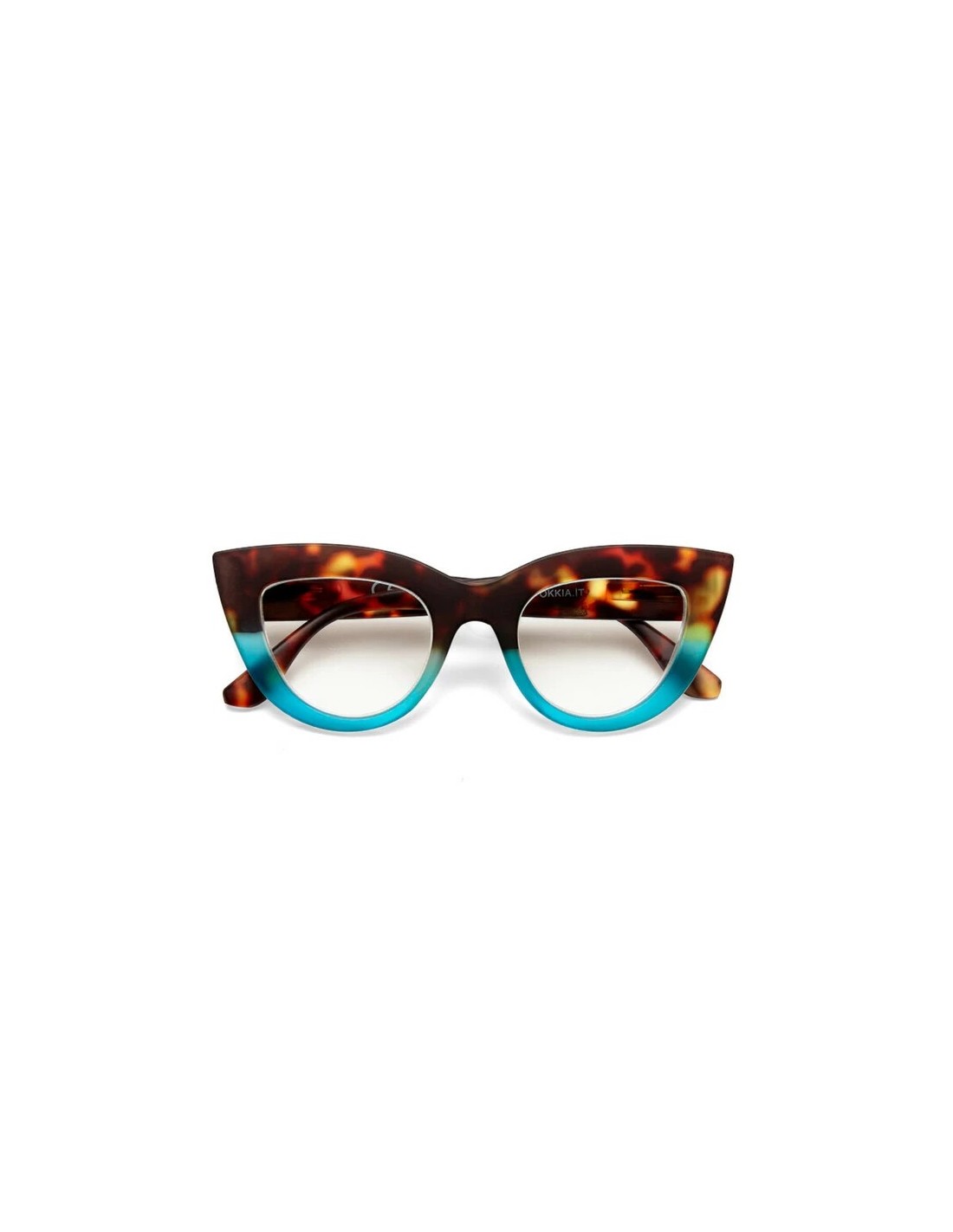 OCCHIALI: vendita online Occhiali da lettura Okkia Claudia +1.00, Big Cat Eye havana e blue, eleganti, donna, soft touch, des...