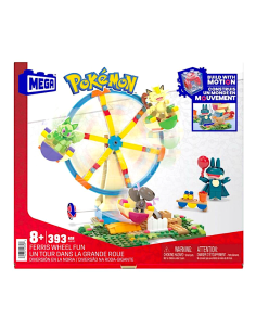 MEGA POKÉMON HXF80, RUOTA PANORAMICA, SET COSTRUZIONI CON PIKACHU, PANCHAM E POKÉ BALL, GIOCO BAMBINI +6 ANNI