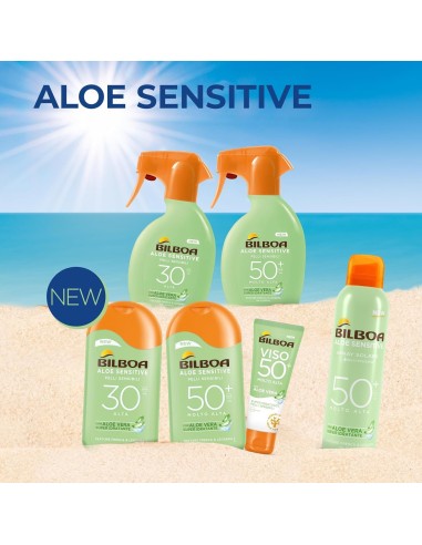 BAZAR IGIENE PERSONA: vendita online Bilboa Aloe Sensitive SPF 30, Latte Solare Alta per Pelli Sensibili, Formula con Aloe Ve...
