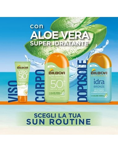 BAZAR IGIENE PERSONA: vendita online Bilboa Aloe Sensitive SPF 30, Latte Solare Alta per Pelli Sensibili, Formula con Aloe Ve...