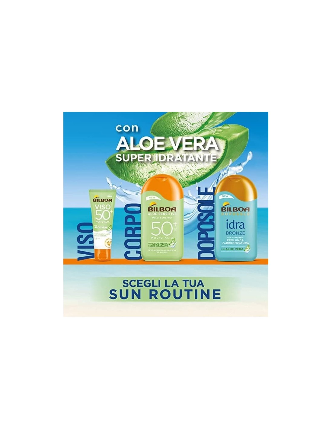 BAZAR IGIENE PERSONA: vendita online Bilboa Aloe Sensitive SPF 30, Latte Solare Alta per Pelli Sensibili, Formula con Aloe Ve...
