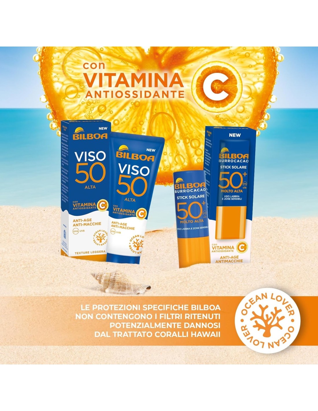 BAZAR IGIENE PERSONA: vendita online Bilboa Stick Solare SPF 50+ con Vitamina C, ideale per le zone sensibili come labbra, ta...