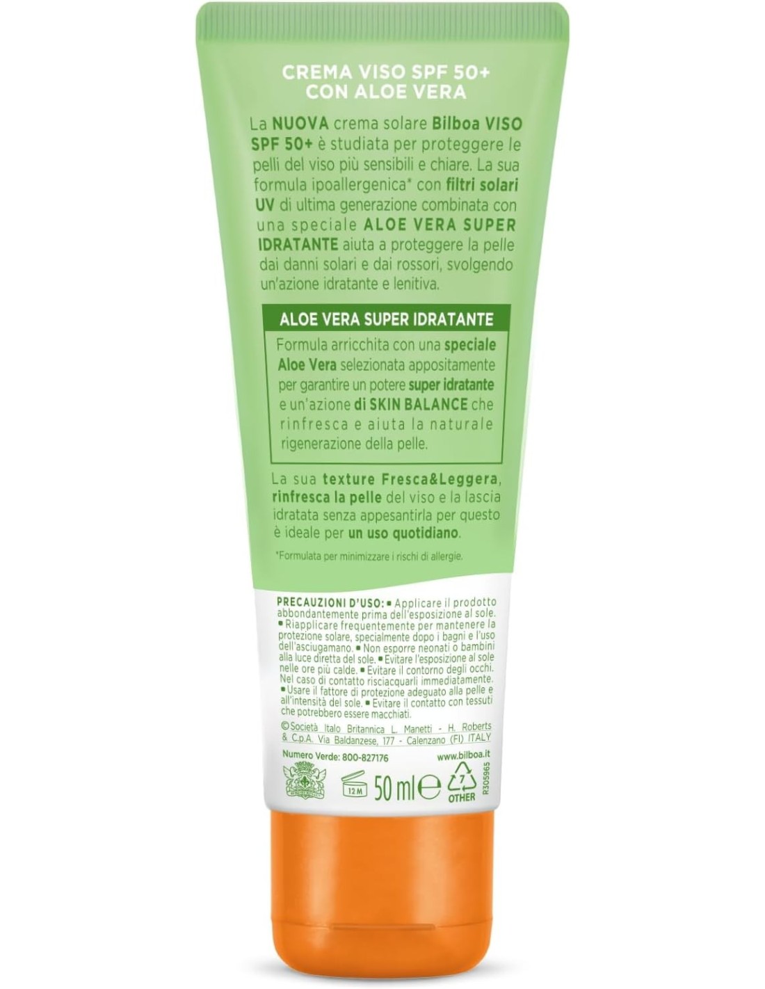 BAZAR IGIENE PERSONA: vendita online Bilboa, Protezione Solare Viso Aloe Sensitive SPF 50+, Crema Solare Alta per Pelli Sensi...