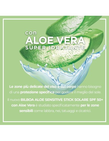 BAZAR IGIENE PERSONA: vendita online Bilboa Stick Solare SPF 50+ con Aloe Vera, ideale per le zone sensibili come labbra, tat...