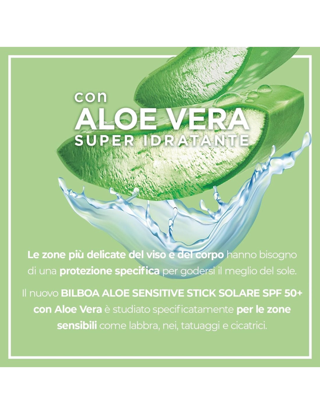 BAZAR IGIENE PERSONA: vendita online Bilboa Stick Solare SPF 50+ con Aloe Vera, ideale per le zone sensibili come labbra, tat...