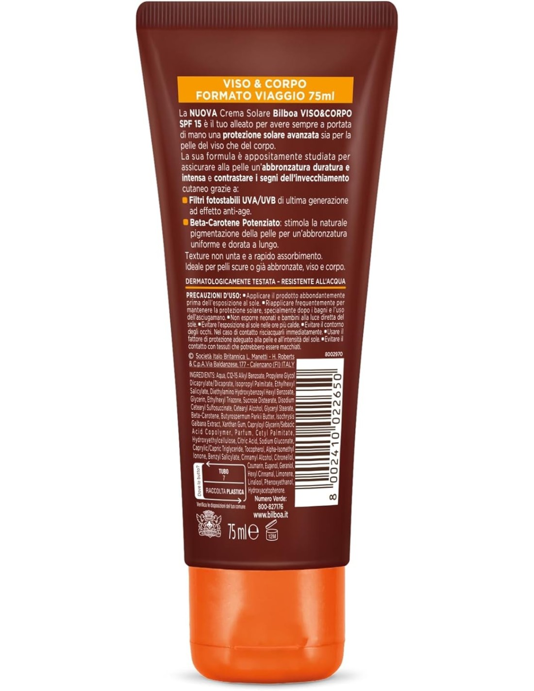 BAZAR IGIENE PERSONA: vendita online Bilboa, Viso&Corpo, Crema Viso e Corpo con Protezione SPF 15 - Formato da Viaggio da 75 ...