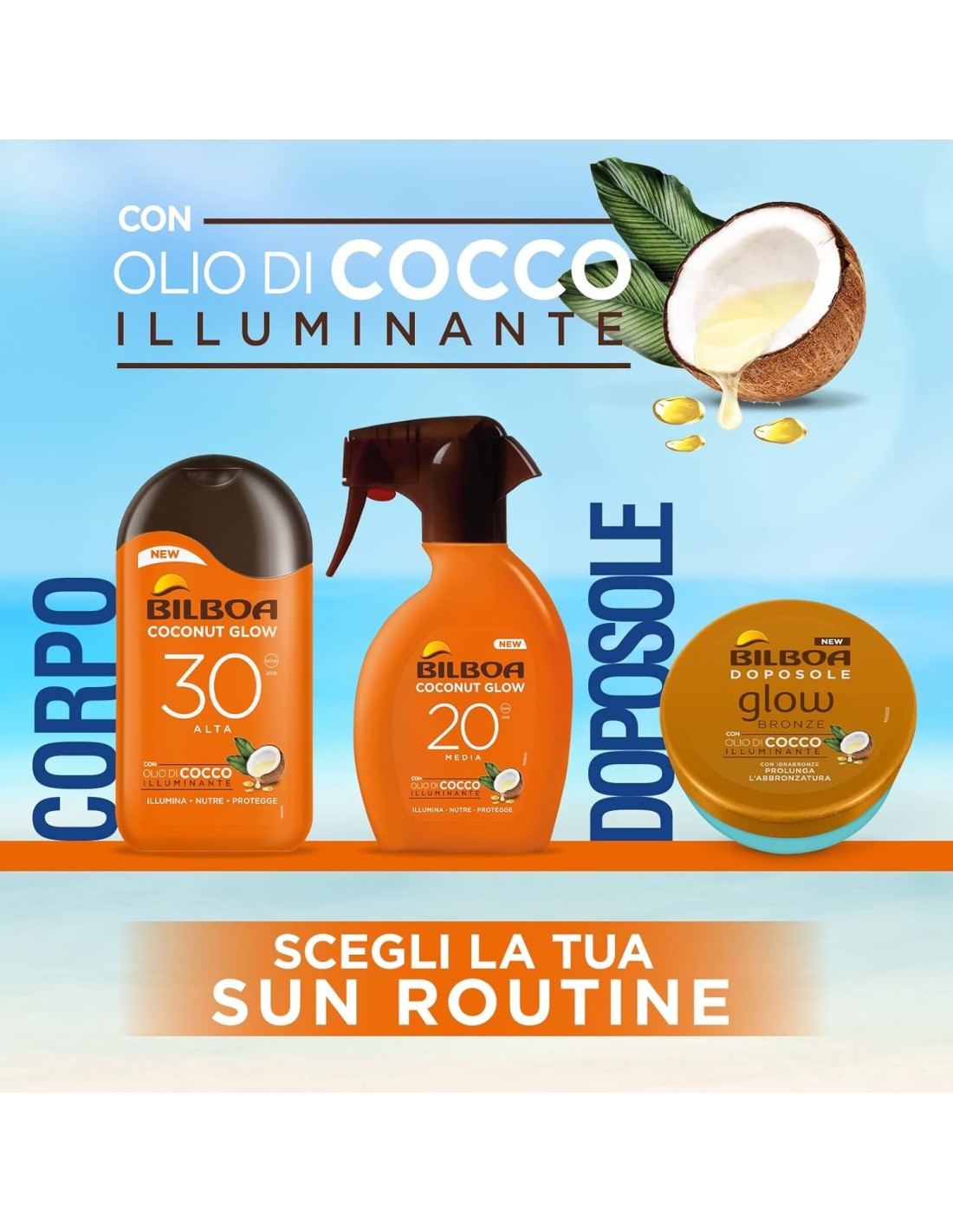 BAZAR IGIENE PERSONA: vendita online Bilboa, Latte Solare Coconut Glow SPF 15, Crema Solare con Olio di Cocco e Vitamina E, L...