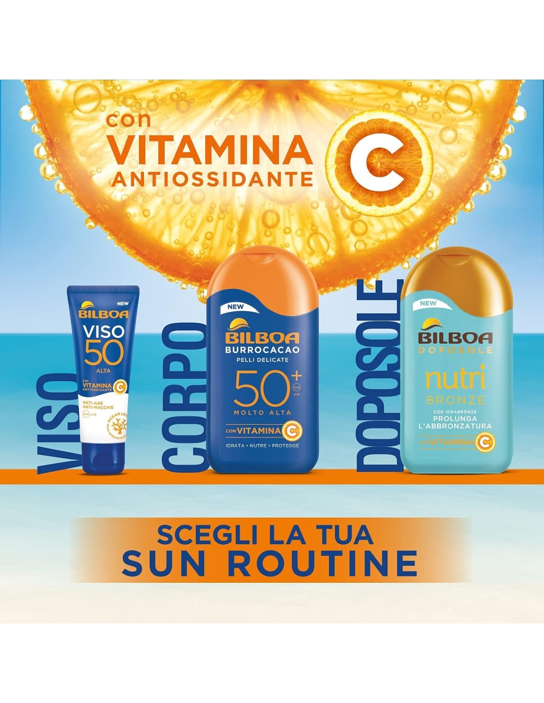 BAZAR IGIENE PERSONA: vendita online Bilboa Burrocacao Latte Solare SPF 50+, Protezione Solare Molto Alta per Pelli Sensibili...