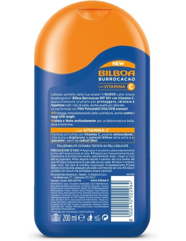 BAZAR IGIENE PERSONA: vendita online Bilboa Burrocacao Latte Solare SPF 50+, Protezione Solare Molto Alta per Pelli Sensibili...