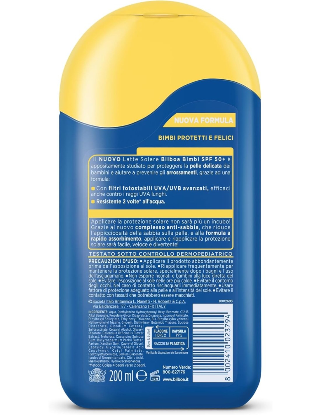 GEL - LACCHE - CREME - SPUME: vendita online Bilboa, Bimbi Latte Solare Bambini con Protezione SPF 50+ - Latte Solare Senza A...