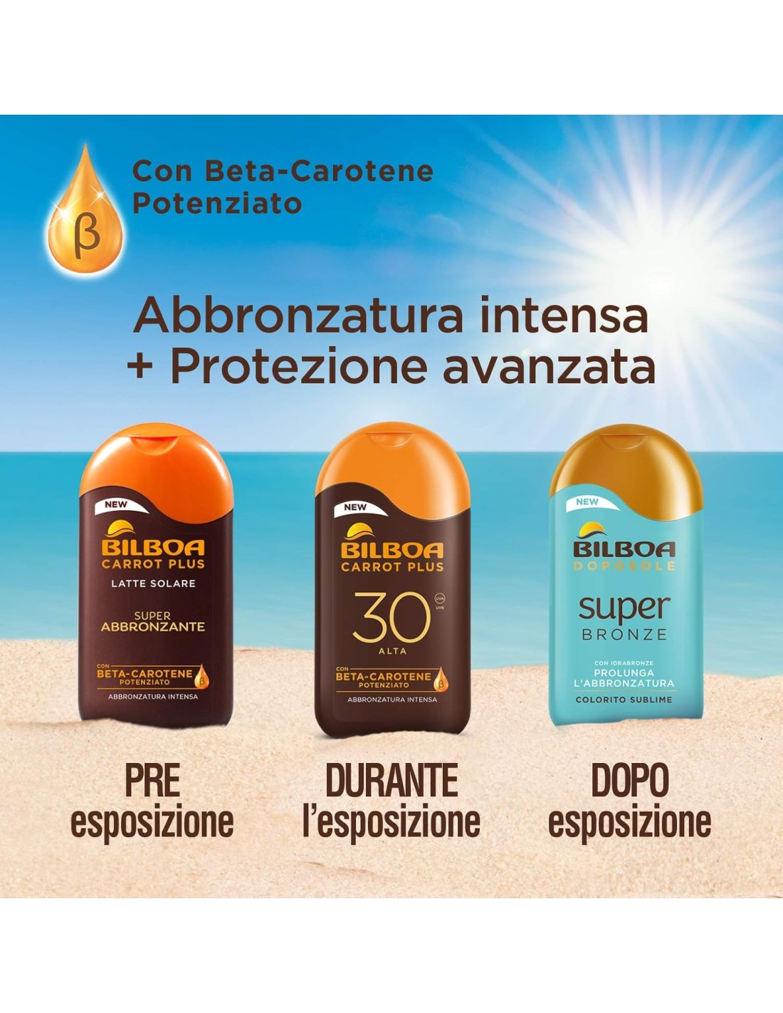 BAZAR IGIENE PERSONA: vendita online Bilboa Carrot Plus, con Betacarotene e Oli Vegetali per una Abbronzatura Intensa e Durat...