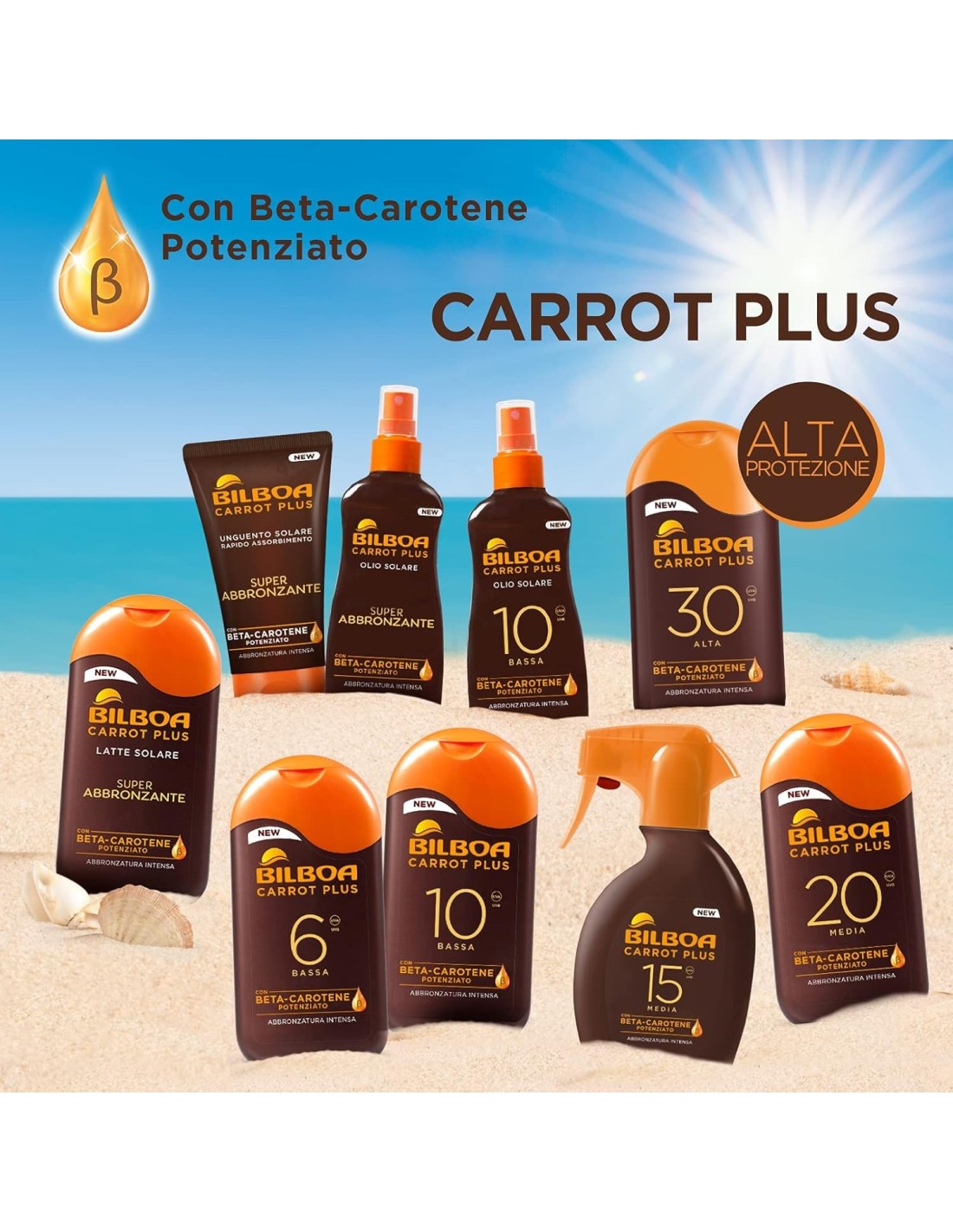 BAZAR IGIENE PERSONA: vendita online Bilboa Carrot Plus, con Betacarotene e Oli Vegetali per una Abbronzatura Intensa e Durat...