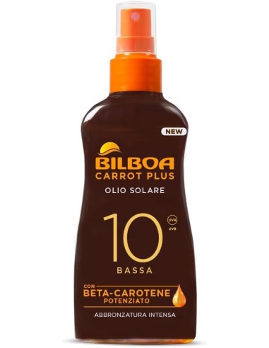 CREME SOLARI: vendita online Bilboa Carrot Plus, Olio Solare Spray SPF 10, Olio Abbronzante Corpo - 200 ml in offerta