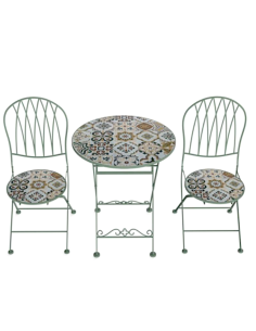 SET CAPRI TAVOLO+2SEDIE VERDE SALVIA D60CM