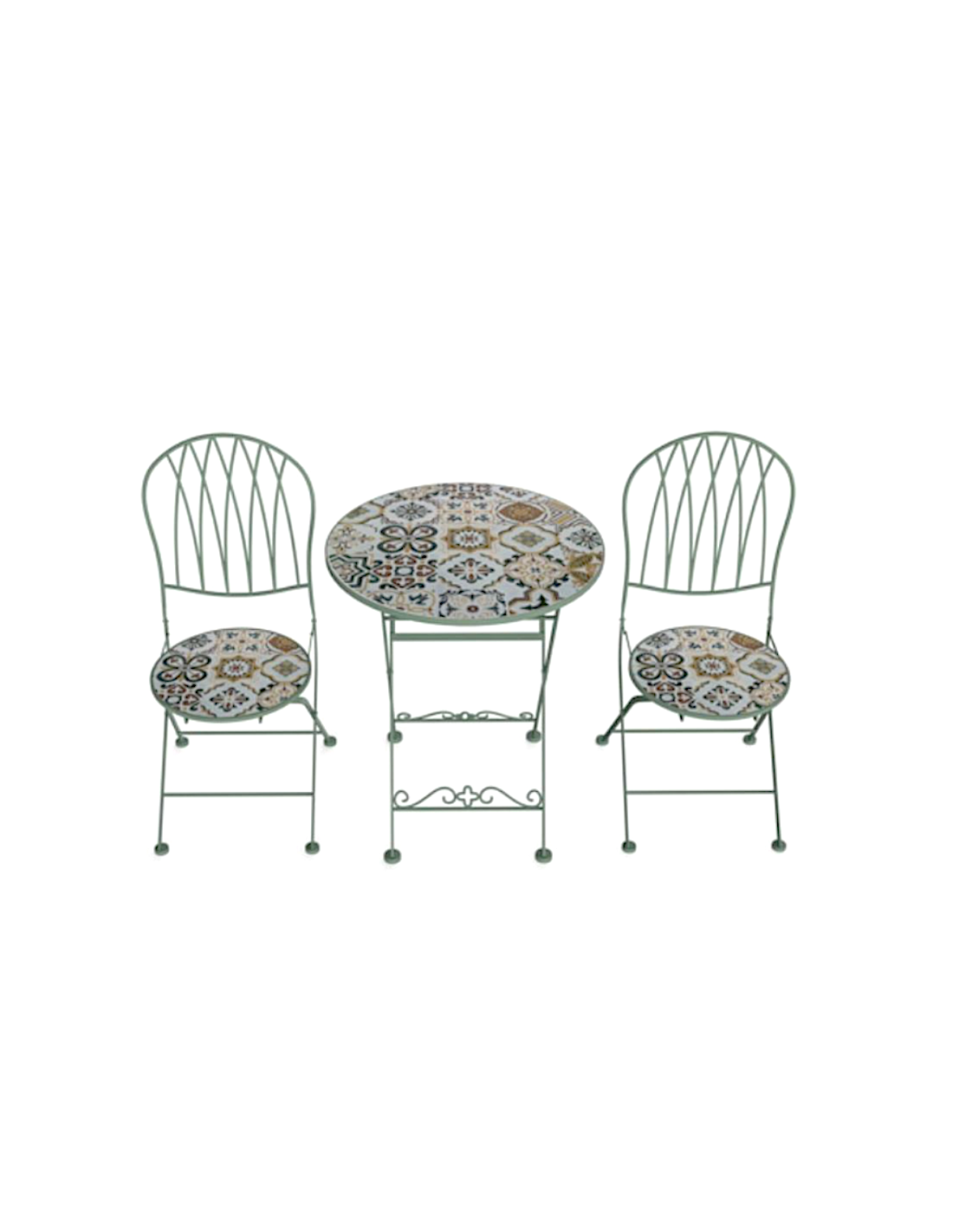 SET CAPRI TAVOLO+2SEDIE VERDE SALVIA D60CM
