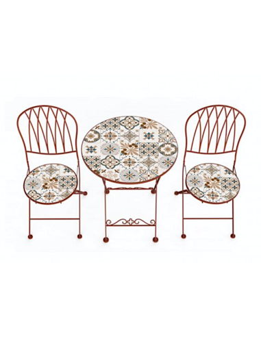 SET CAPRI TAVOLO+2SEDIE TERRACOTTA D60CM