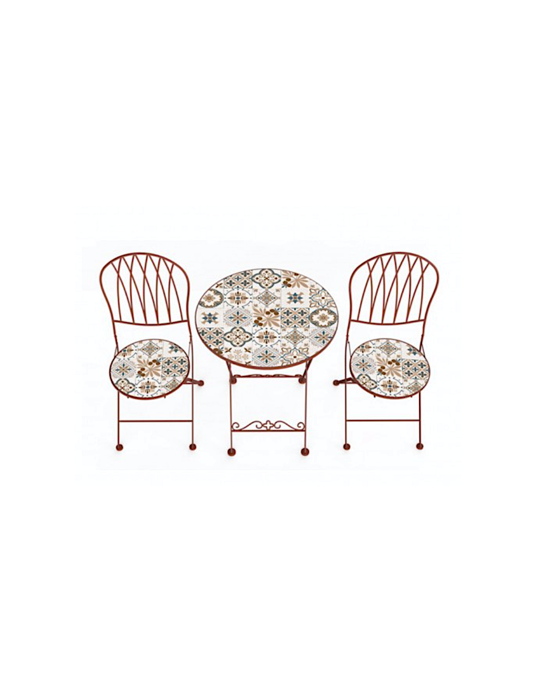 SET CAPRI TAVOLO+2SEDIE TERRACOTTA D60CM
