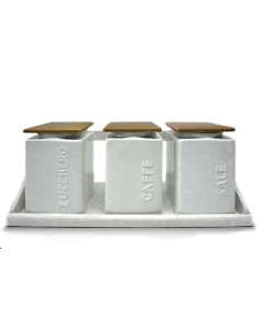 TRIS BARATTOLI 82163 CERAMICA CON MENSOLA