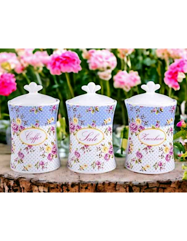 TRIS BARATTOLI 82265 ROMANTIC ROSE CERAMICA