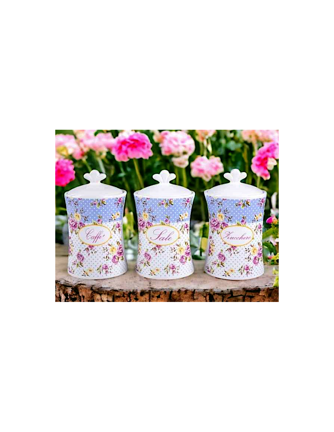 TRIS BARATTOLI 82265 ROMANTIC ROSE CERAMICA