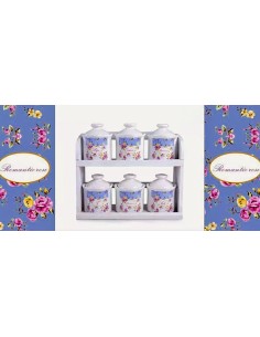 SET 6 BARATTOLI 82257 ROMANTIC ROSE CERAMICA CON MENSOLA