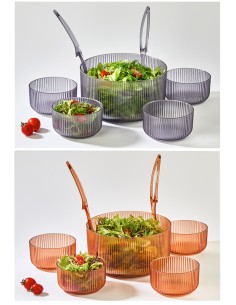 SET INSALATIERA CON 4COPPE+2MESTOLI COLORI ASSORTITI