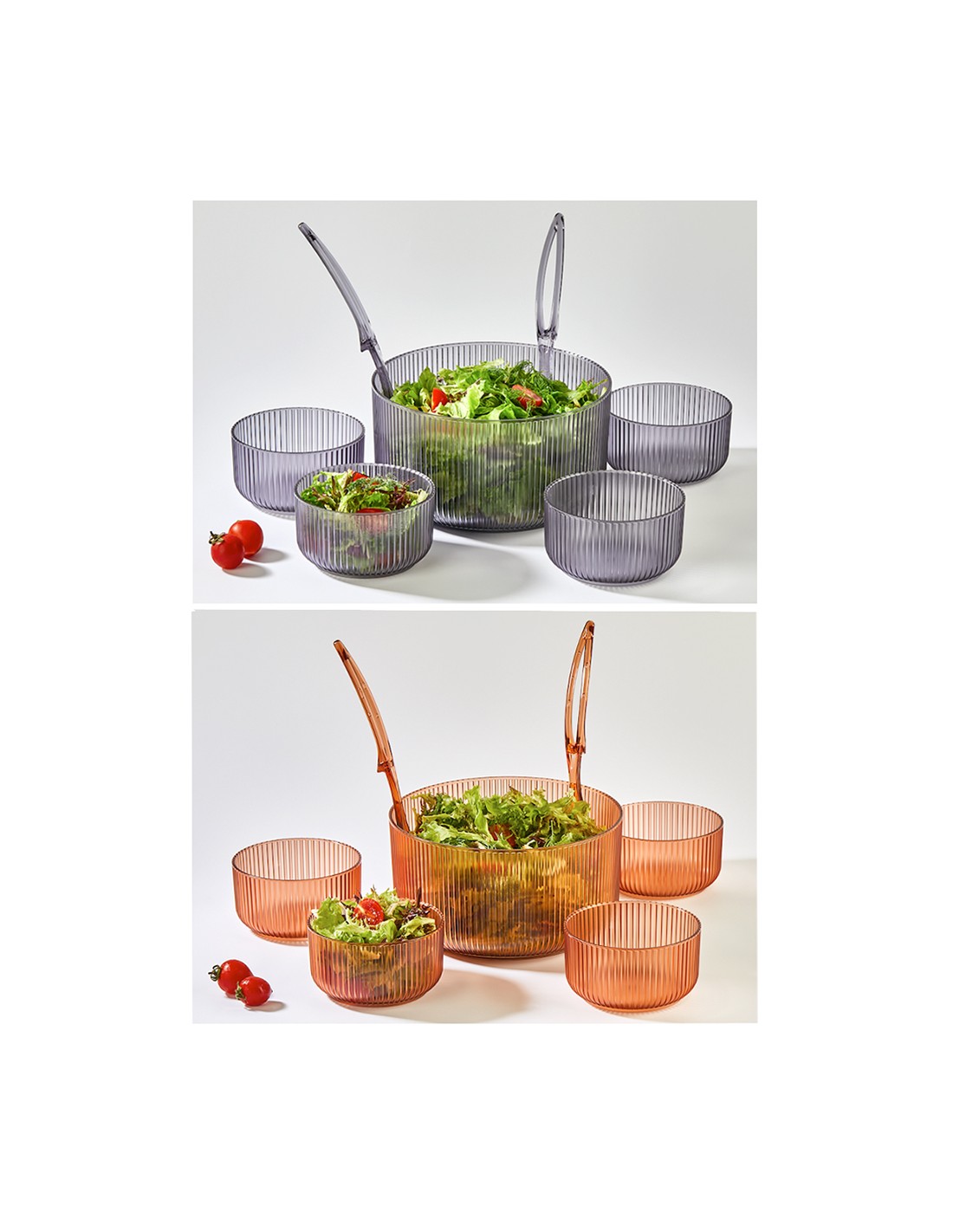 SET INSALATIERA CON 4COPPE+2MESTOLI COLORI ASSORTITI