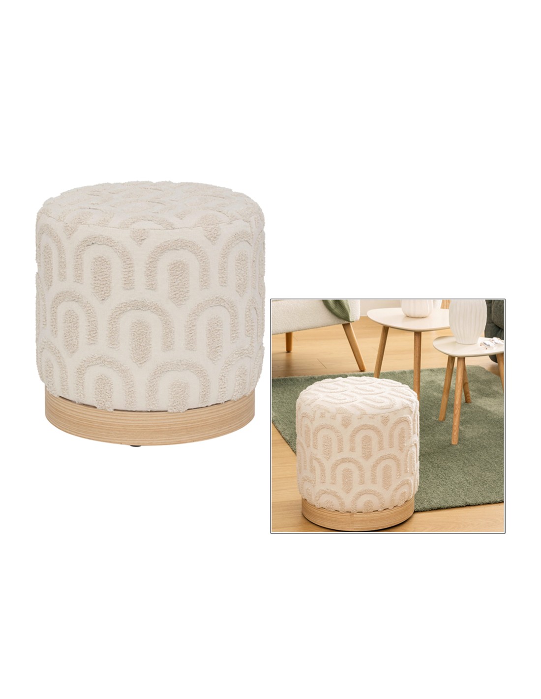 POUF 207318A COPAS 38CM MDF/LEGNO BIANCO