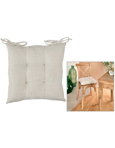 CUSCINI PER SEDIE - ARREDO: vendita online Cuscino per sedia Clem, 38 x 38 cm, poliestere beige lino, altezza 5 cm in offerta